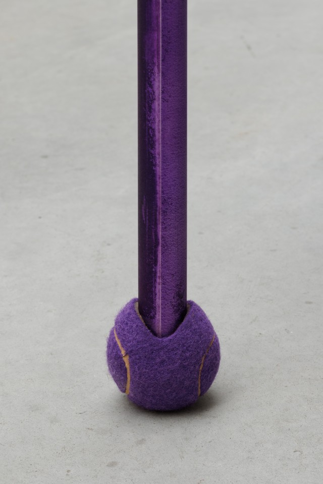 Chadwick Rantanen Telescopic Pole [TopGlides/Distressed Purple], 2015 Anodized aluminum, plastic, walkerballs Dimensions variable  (from 260 - 800 cm. // 102 to 315 in.)