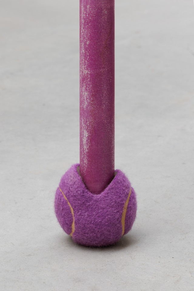 Chadwick Rantanen Telescopic Pole [AP Glide Balls/Distressed Purple], 2015 Anodized aluminum, plastic, walkerballs Dimensions variable  (from 260 - 800 cm. // 102 to 315 in.)
