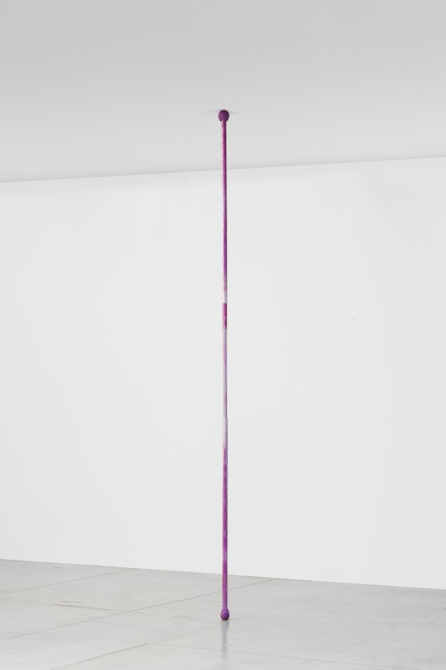 Chadwick Rantanen Telescopic Pole [AP Glide Balls/Distressed Purple], 2015 Anodized aluminum, plastic, walkerballs Dimensions variable  (from 260 - 800 cm. // 102 to 315 in.)