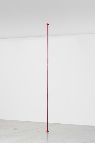 Chadwick Rantanen Telescopic Pole [Poen/Distressed Red], 2025 Anodized aluminum, plastic, walkerballs Dimensions variable  (from 260 - 800 cm. // 102 to 315 in.)
