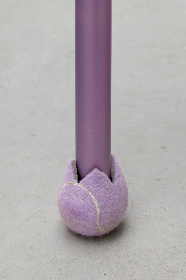 Chadwick Rantanen Telescopic Pole [Damoo/Distressed Lavender], 2025 Anodized aluminum, plastic, walkerballs Dimensions variable  (from 260 - 800 cm. // 102 to 315 in.)
